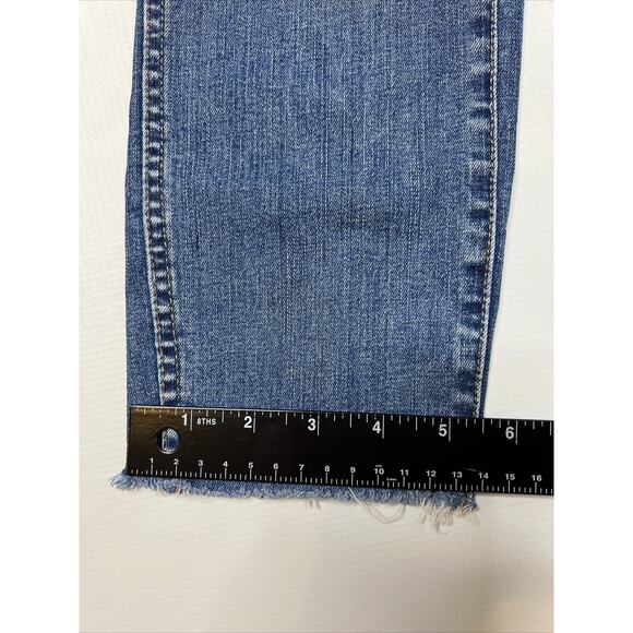 Madewell Skinny Jeans Size 27 Curvy High Rise Raw Hem Ripped Medium Wash Crop - Picture 3 of 10
